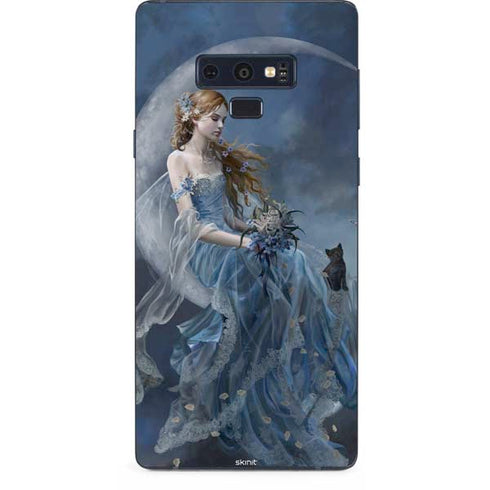 Fairy with Black Cat Sitting on Moon by Nene Thomas Galaxy Note 9 Skin