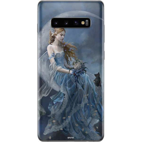 Fairy with Black Cat Sitting on Moon by Nene Thomas Galaxy S10 Plus Skin