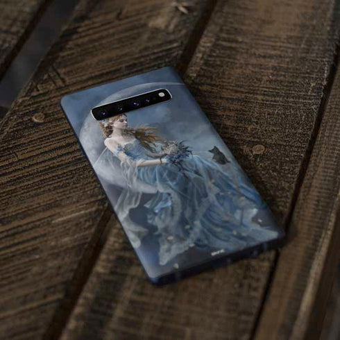 Fairy with Black Cat Sitting on Moon by Nene Thomas Galaxy S10 Plus Skin