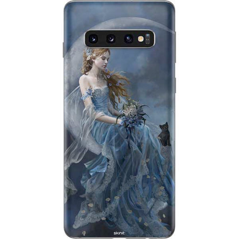 Fairy with Black Cat Sitting on Moon by Nene Thomas Galaxy S10 Skin