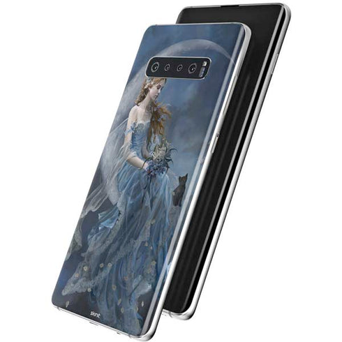 Fairy with Black Cat Sitting on Moon by Nene Thomas Galaxy S10 Skin