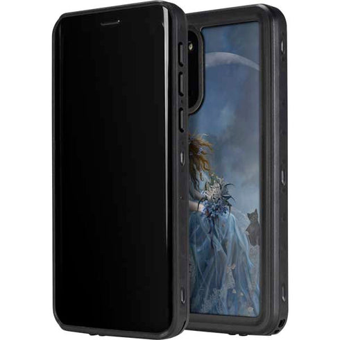 Fairy with Black Cat Sitting on Moon by Nene Thomas Galaxy S20 Plus Waterproof Case