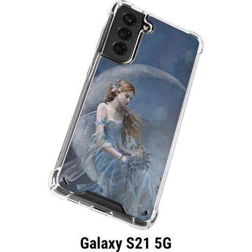 Fairy with Black Cat Sitting on Moon by Nene Thomas Galaxy S21 5G Clear Case