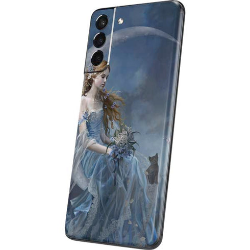 Fairy with Black Cat Sitting on Moon by Nene Thomas Galaxy S21 5G Skin