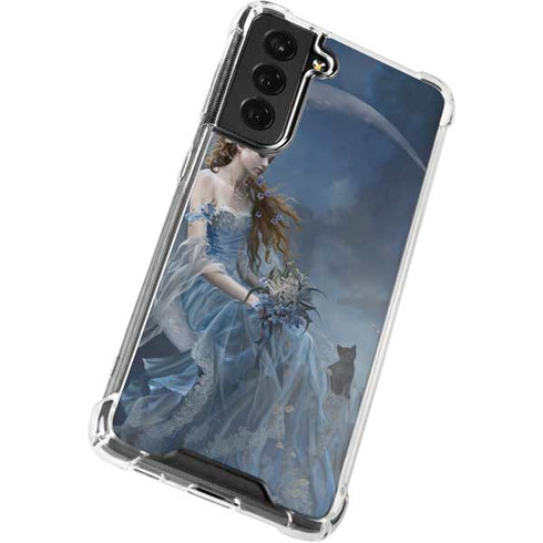 Fairy with Black Cat Sitting on Moon by Nene Thomas Galaxy S21 FE Clear Case