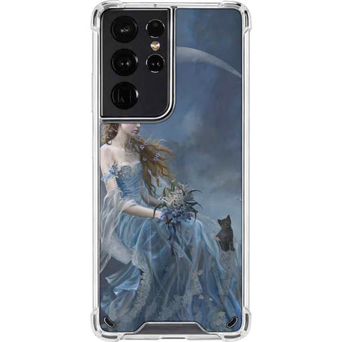 Fairy with Black Cat Sitting on Moon by Nene Thomas Galaxy S21 Ultra 5G Clear Case