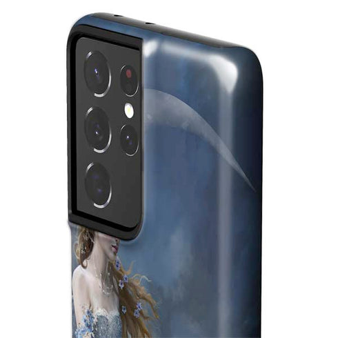 Fairy with Black Cat Sitting on Moon by Nene Thomas Galaxy S21 Ultra 5G Pro Case