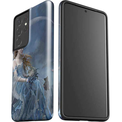 Fairy with Black Cat Sitting on Moon by Nene Thomas Galaxy S21 Ultra 5G Pro Case
