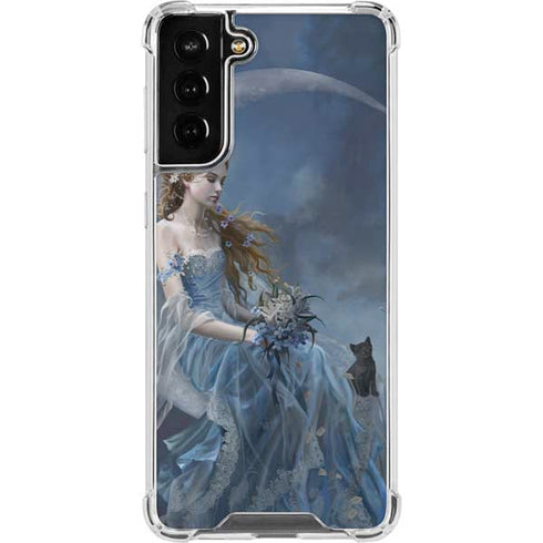 Fairy with Black Cat Sitting on Moon by Nene Thomas Galaxy S22 Plus Clear Case