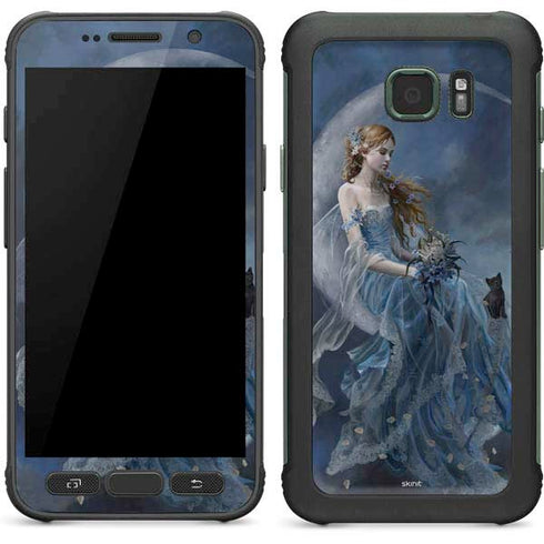 Fairy with Black Cat Sitting on Moon by Nene Thomas Galaxy S7 Active Skin