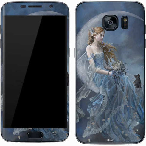 Fairy with Black Cat Sitting on Moon by Nene Thomas Galaxy S7 Skin
