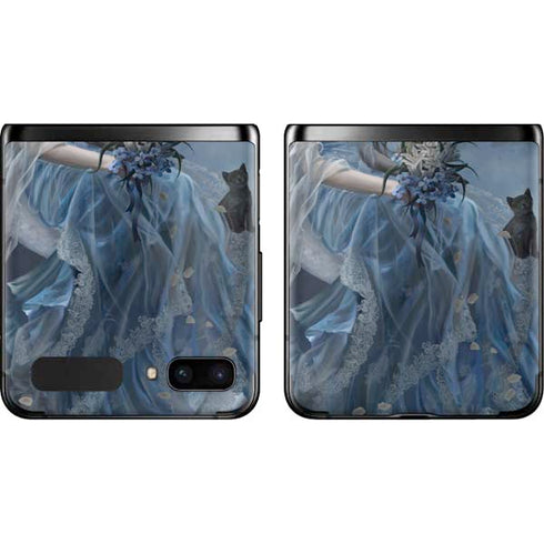 Fairy with Black Cat Sitting on Moon by Nene Thomas Galaxy Z Flip Skin