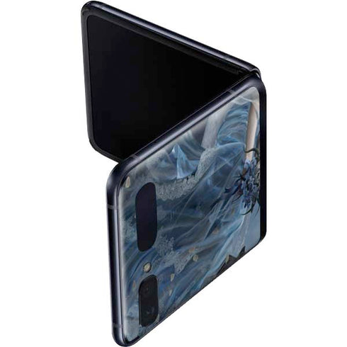 Fairy with Black Cat Sitting on Moon by Nene Thomas Galaxy Z Flip Skin