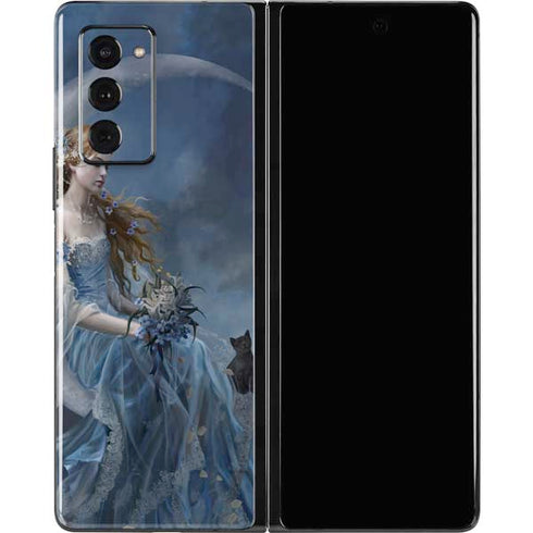 Fairy with Black Cat Sitting on Moon by Nene Thomas Galaxy Z Fold2 5G Skin
