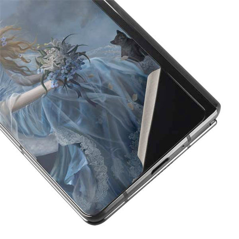 Fairy with Black Cat Sitting on Moon by Nene Thomas Galaxy Z Fold2 5G Skin