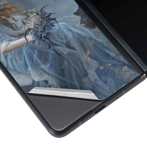 Fairy with Black Cat Sitting on Moon by Nene Thomas Galaxy Z Fold3 5G Skin