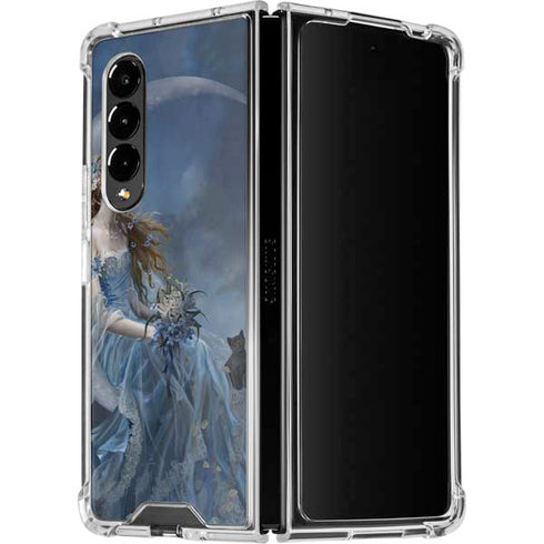 Fairy with Black Cat Sitting on Moon by Nene Thomas Galaxy Z Fold4 5G Clear Case