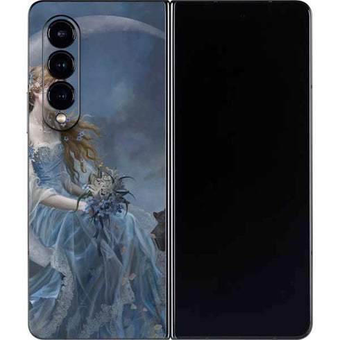 Fairy with Black Cat Sitting on Moon by Nene Thomas Galaxy Z Fold4 5G Skin