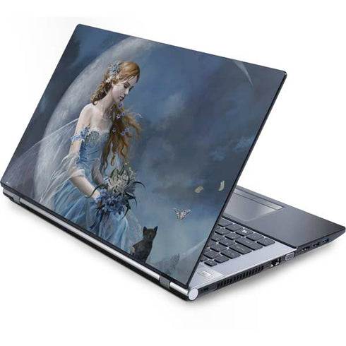 Fairy with Black Cat Sitting on Moon by Nene Thomas Generic Laptop Skin