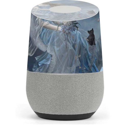 Fairy with Black Cat Sitting on Moon by Nene Thomas Google Home Skin