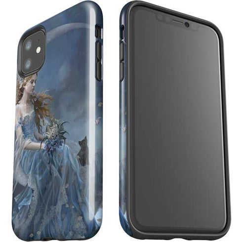Fairy with Black Cat Sitting on Moon by Nene Thomas iPhone 11 Impact Case