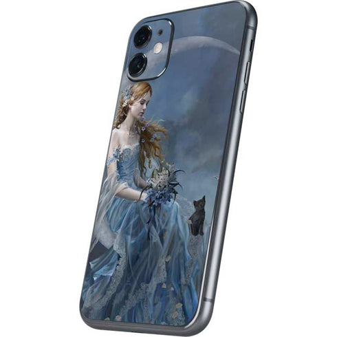 Fairy with Black Cat Sitting on Moon by Nene Thomas iPhone 11 Skin