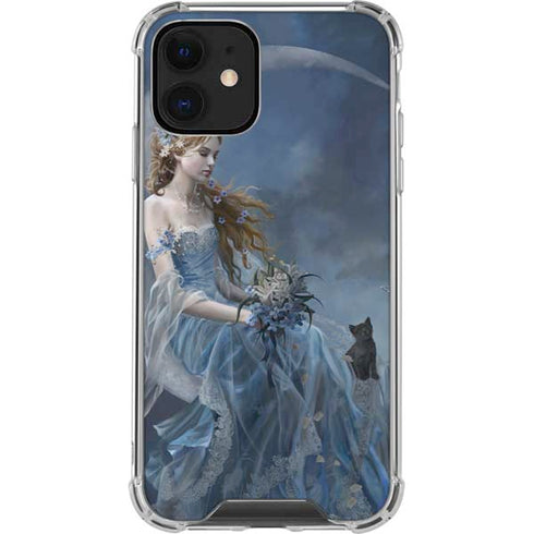 Fairy with Black Cat Sitting on Moon by Nene Thomas iPhone 12 Clear Case