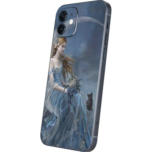 Fairy with Black Cat Sitting on Moon by Nene Thomas iPhone 12 Skin