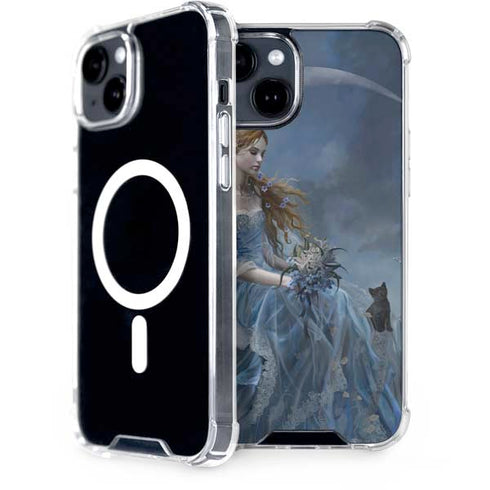 Fairy with Black Cat Sitting on Moon by Nene Thomas iPhone 13 MagSafe Case