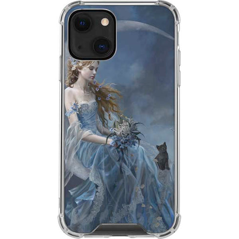 Fairy with Black Cat Sitting on Moon by Nene Thomas iPhone 13 Mini Clear Case