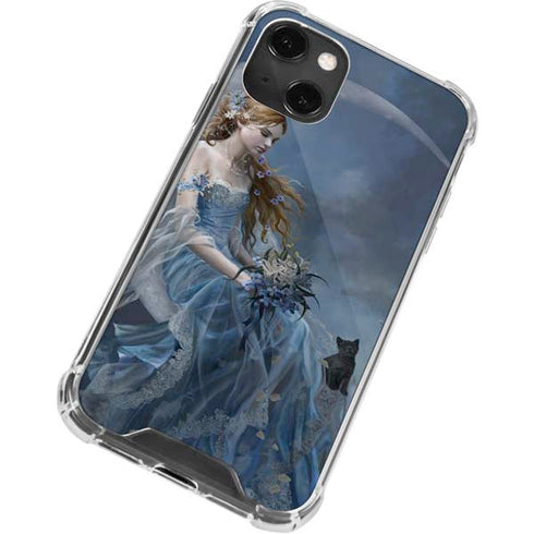 Fairy with Black Cat Sitting on Moon by Nene Thomas iPhone 13 Mini Clear Case