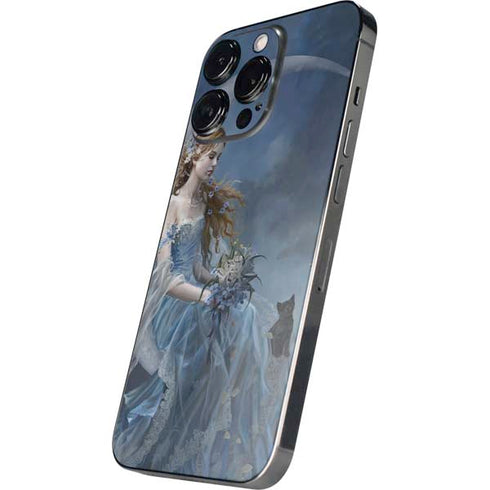Fairy with Black Cat Sitting on Moon by Nene Thomas iPhone 13 Pro Max Skin
