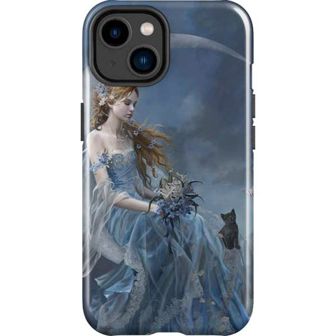 Fairy with Black Cat Sitting on Moon by Nene Thomas iPhone 15 Plus Impact Case
