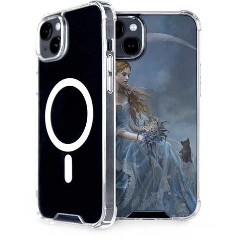 Fairy with Black Cat Sitting on Moon by Nene Thomas iPhone 15 Plus MagSafe Case