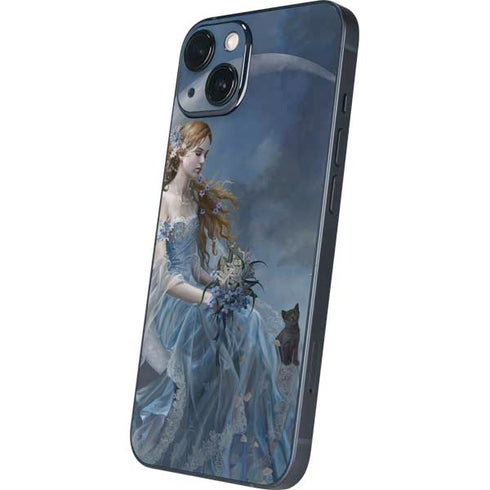 Fairy with Black Cat Sitting on Moon by Nene Thomas iPhone 15 Plus Skin