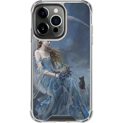 Fairy with Black Cat Sitting on Moon by Nene Thomas iPhone 14 Pro Clear Case