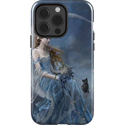 Fairy with Black Cat Sitting on Moon by Nene Thomas iPhone 15 Pro Impact Case