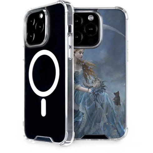 Fairy with Black Cat Sitting on Moon by Nene Thomas iPhone 14 Pro MagSafe Case