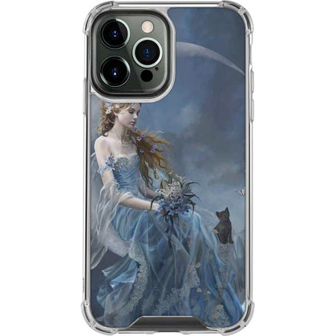 Fairy with Black Cat Sitting on Moon by Nene Thomas iPhone 15 Pro Max Clear Case