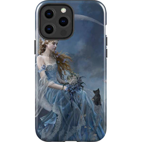 Fairy with Black Cat Sitting on Moon by Nene Thomas iPhone 14 Pro Max Impact Case