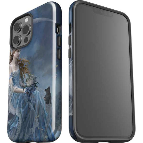 Fairy with Black Cat Sitting on Moon by Nene Thomas iPhone 15 Pro Max Impact Case