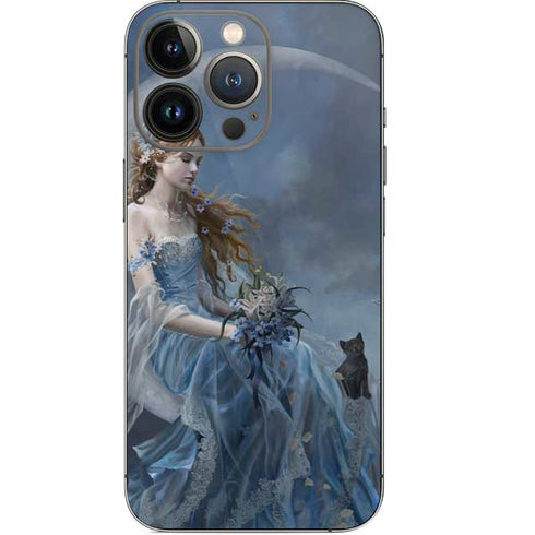 Fairy with Black Cat Sitting on Moon by Nene Thomas iPhone 15 Pro Skin
