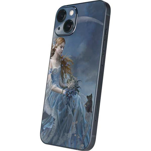 Fairy with Black Cat Sitting on Moon by Nene Thomas iPhone 14 Skin