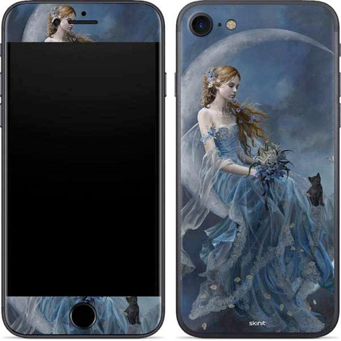 Fairy with Black Cat Sitting on Moon by Nene Thomas iPhone 8 Skin