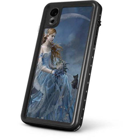 Fairy with Black Cat Sitting on Moon by Nene Thomas iPhone XR Waterproof Case