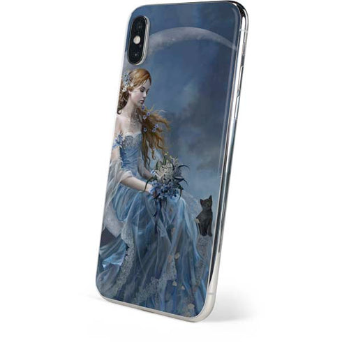 Fairy with Black Cat Sitting on Moon by Nene Thomas iPhone XS Skin