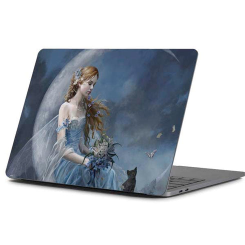Fairy with Black Cat Sitting on Moon by Nene Thomas Apple MacBook Pro 13-inch Skin