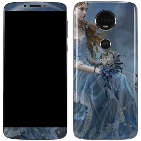 Fairy with Black Cat Sitting on Moon by Nene Thomas Moto E5 Plus Skin