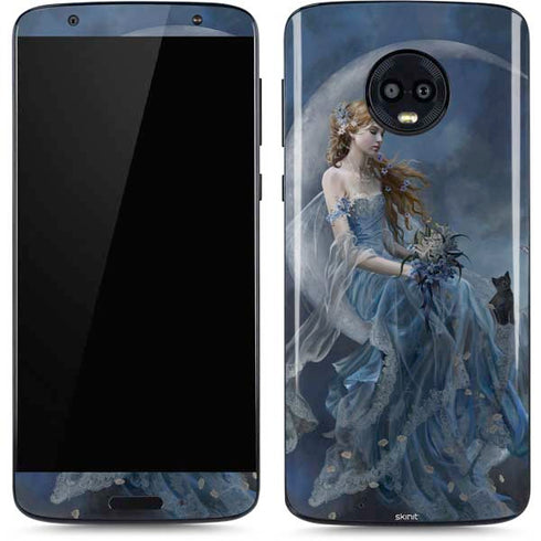 Fairy with Black Cat Sitting on Moon by Nene Thomas Moto G6 Skin