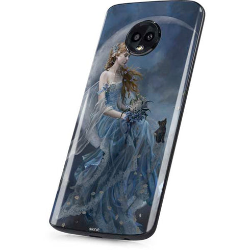 Fairy with Black Cat Sitting on Moon by Nene Thomas Moto G6 Skin